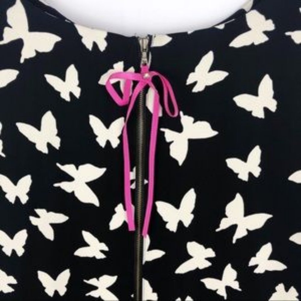 LOFT Black and White Butterfly Shift Career Dress Size 6 - Picture 5 of 6